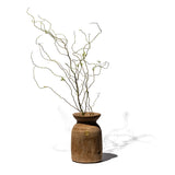 PUEBCO VINTAGE WOODEN POT W/GLASS CYLINDER
