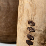 PUEBCO VINTAGE WOODEN POT W/GLASS CYLINDER