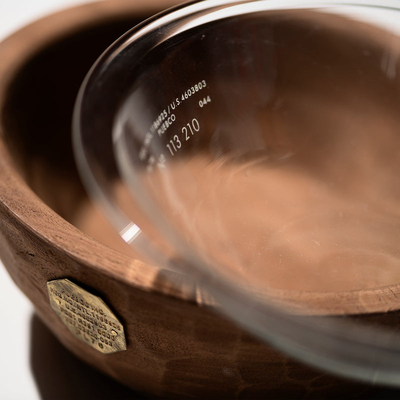 PUEBCO VINTAGE WOODEN BOWL WITH GLASS
